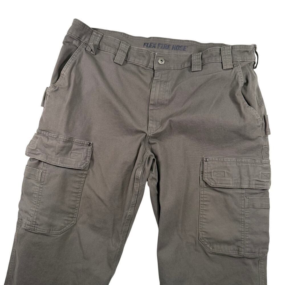 Duluth Trading Men’s 42x30 Flex Fire Hose Cargo Work Pants Gray Canvas Stretch